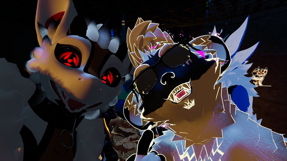 A close group photo of several avatars at Convergence.